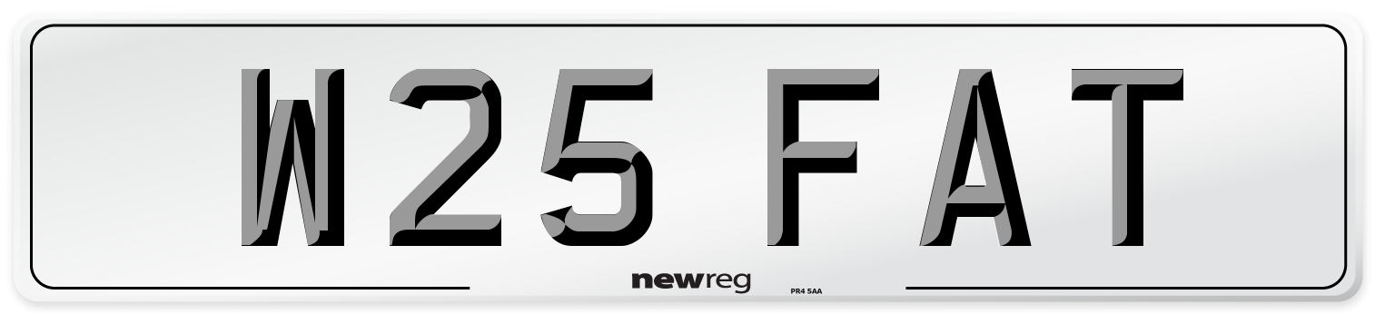 W25 FAT Number Plate from New Reg